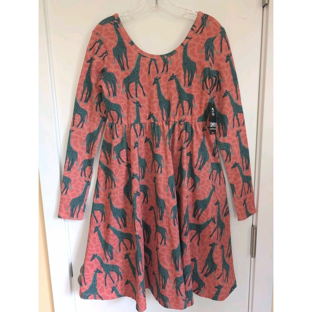 NWT Rags Giraffe Print Long Sleeve Swing Dress Girl's 11/12 Novelty Animal Print